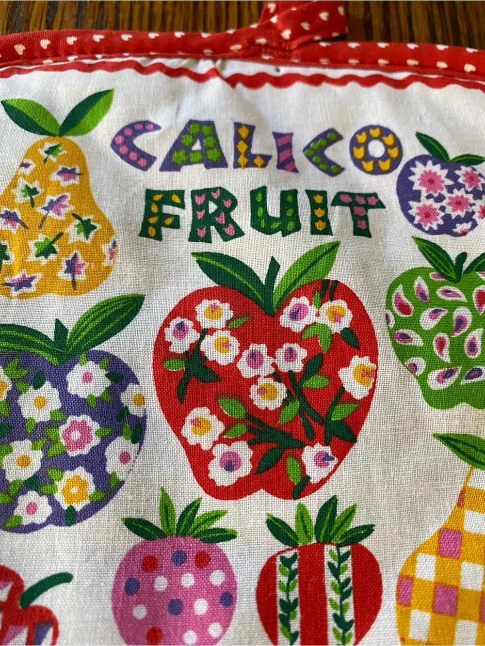 Vintage NOS 1970s 80s “Calico Fruit” Potholder Set (2) and Dishcloth MCM
